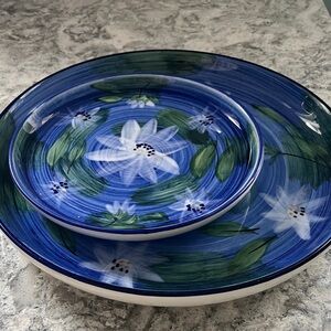Emerald Blue and White Floral Dinnerware Set